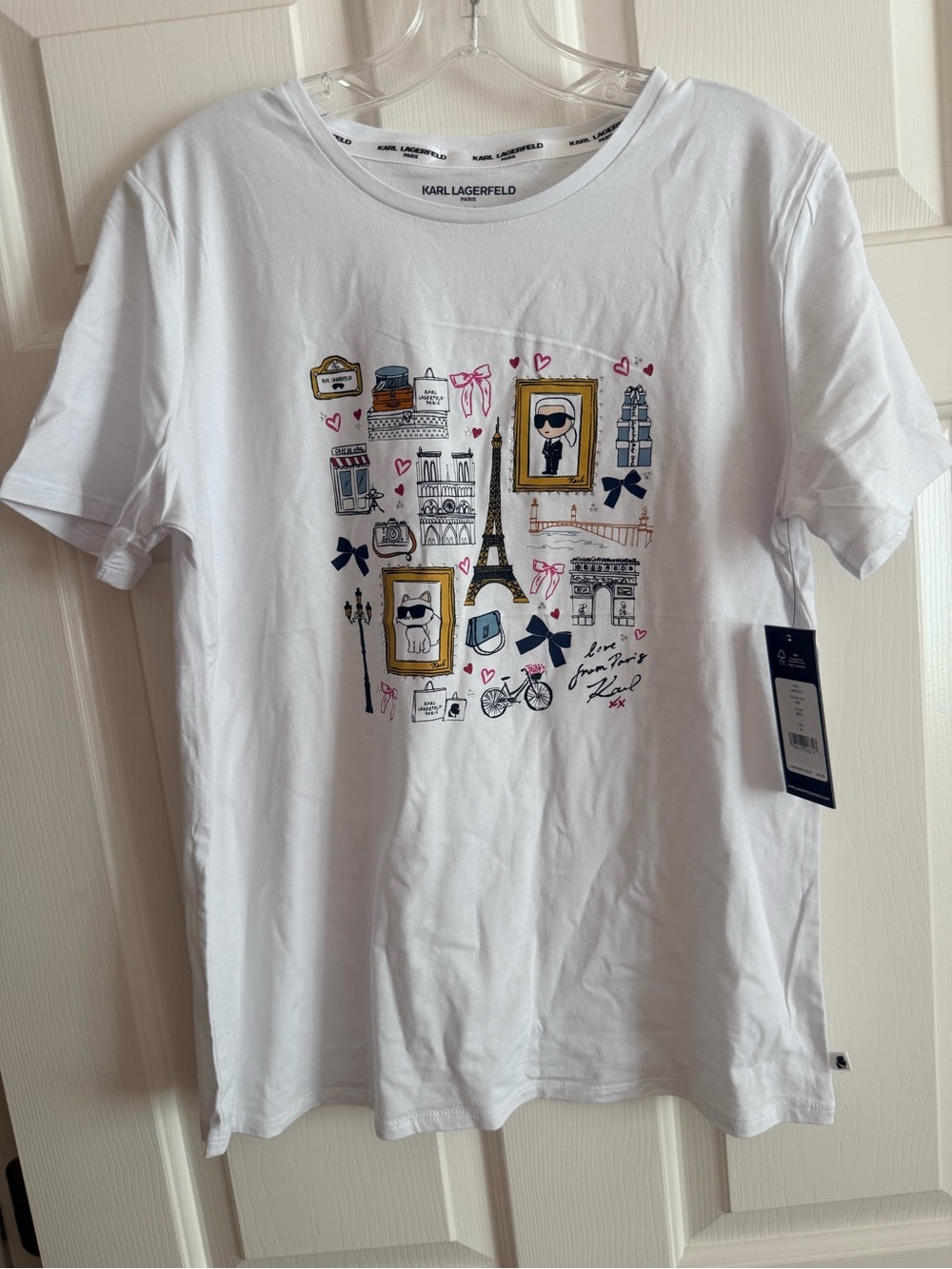 Karl Lagerfeld Medium White Paris Graphic Tee